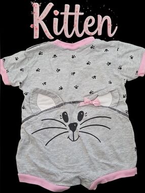 *1036 Cotton club vintage kitten romper Girls 12 months